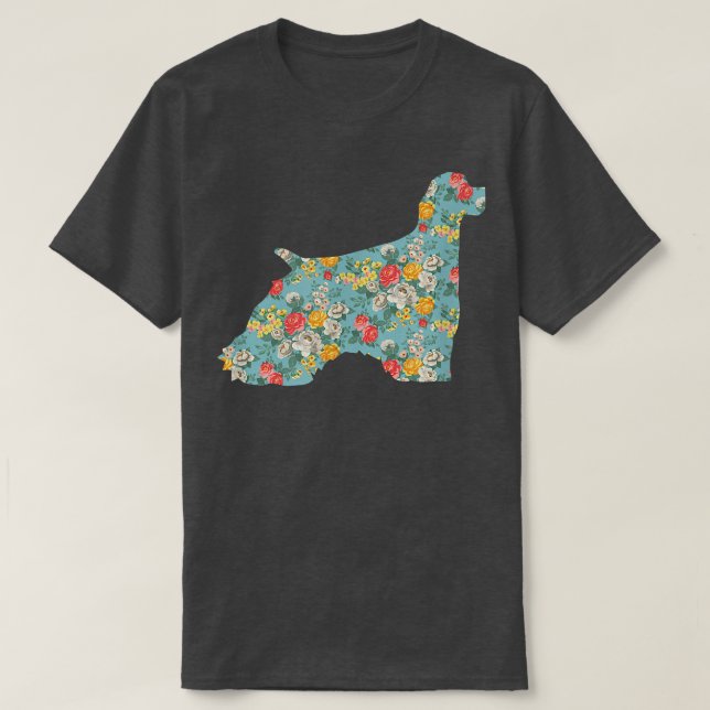 Cocker Spaniel Flower Silhouette Floral Dog  T-Shirt (Design vorne)