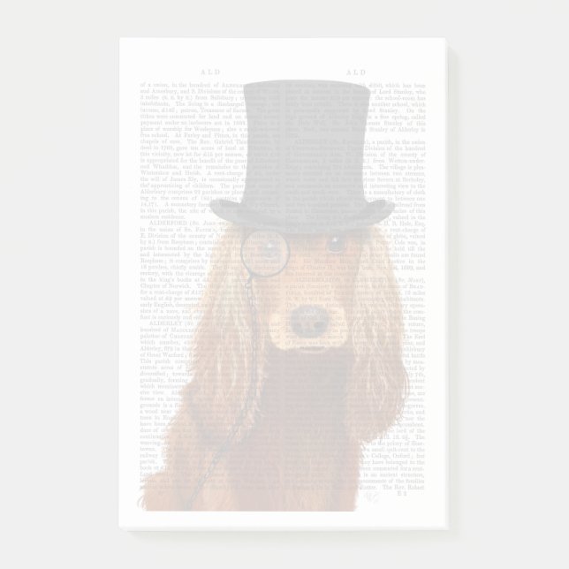 Cocker Spaniel, formales Hund und Hut Post-it Klebezettel (Vorderseite)