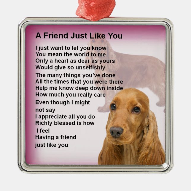 Cocker spaniel - Freund-Gedicht Ornament Aus Metall (Vorne)