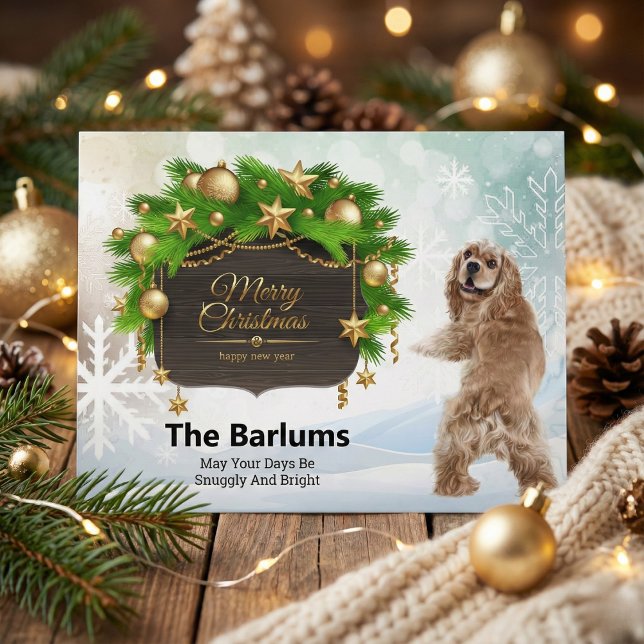 Cocker Spaniel Frohe Weihnachten Personalisiert (Cocker Spaniel Merry Christmas Personalized Holiday Postcard)