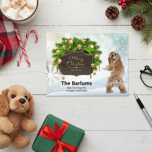 Cocker Spaniel Frohe Weihnachten Personalisiert (Cocker Spaniel Merry Christmas Personalized Holiday Postcard)