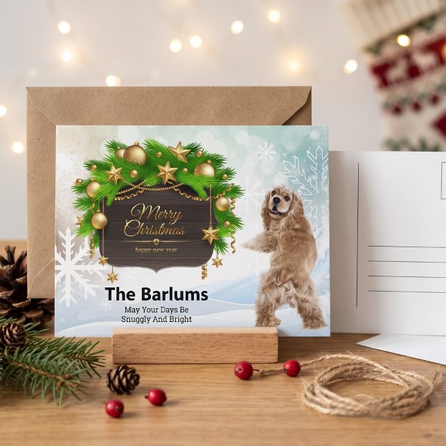 Cocker Spaniel Frohe Weihnachten Personalisiert (Make their season extra snuggly today.)
