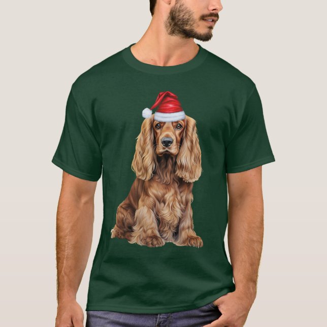 Cocker Spaniel Funny Christmas Santa Dog T-Shirt (Vorderseite)