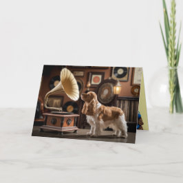 Cocker Spaniel Grammophon Grußkarte Karte