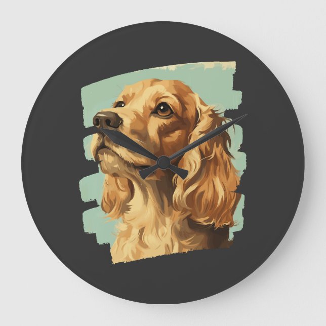 Cocker Spaniel Große Wanduhr (Vorderseite)