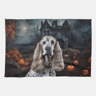 Cocker Spaniel Halloween Beängstigend Geschirrtuch