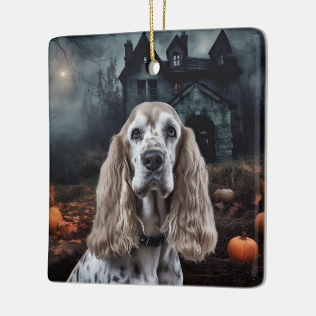 Cocker Spaniel Halloween Beängstigend Keramikornament (Links)