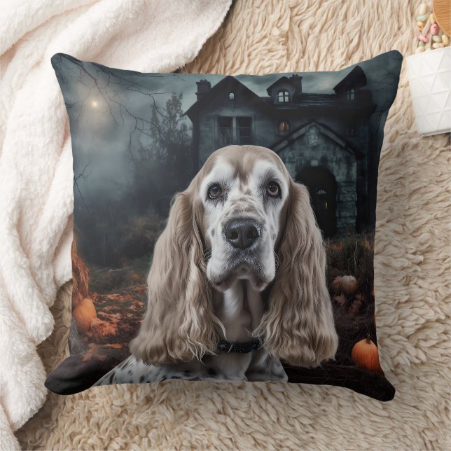 Cocker Spaniel Halloween Beängstigend Kissen (Decke)