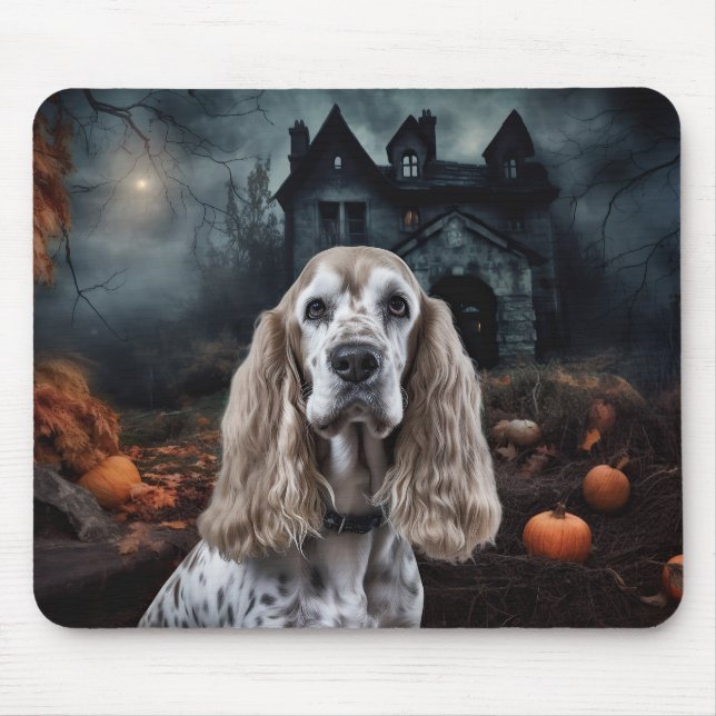 Cocker Spaniel Halloween Beängstigend Mousepad (Vorne)