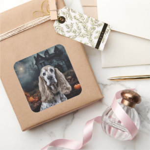Cocker Spaniel Halloween Beängstigend Quadratischer Aufkleber