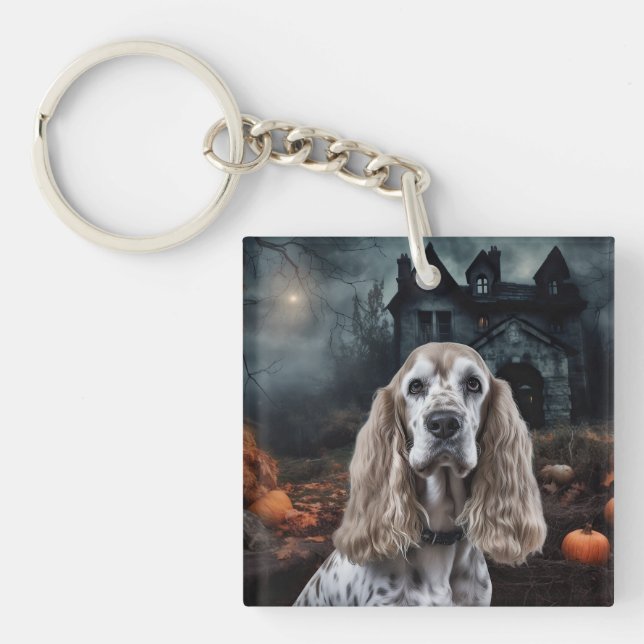 Cocker Spaniel Halloween Beängstigend Schlüsselanhänger (Vorderseite)
