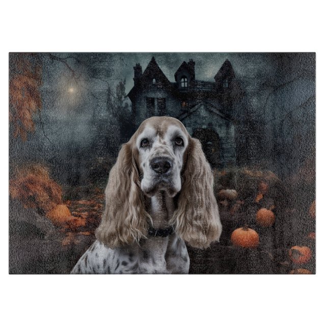 Cocker Spaniel Halloween Beängstigend Schneidebrett (Vorderseite)