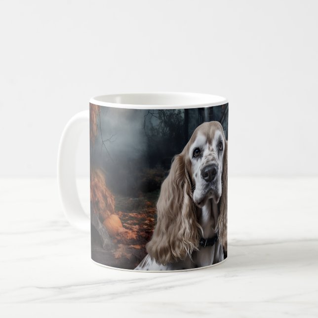 Cocker Spaniel Halloween Gruselig Kaffeetasse (Vorderseite Links)