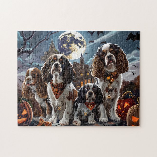 Cocker Spaniel Halloween Gruselig Puzzle (Horizontal)