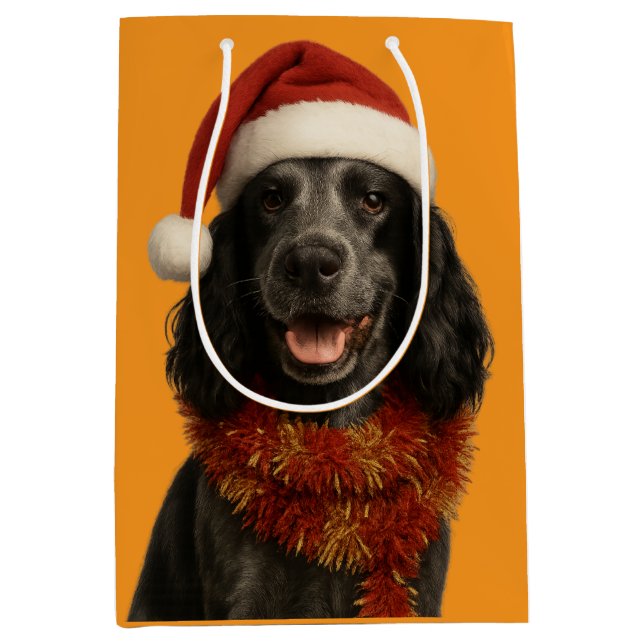 Cocker Spaniel Happy Christmas card Mittlere Geschenktüte (Vorderseite)