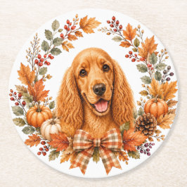 Cocker Spaniel Herbst-Getränkeuntersetzer Runder Pappuntersetzer
