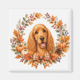 Cocker Spaniel Herbstkranz Magnet