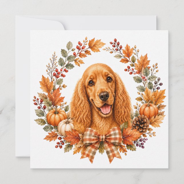 Cocker Spaniel Herbstkranz Mitteilungskarte (Vorderseite)