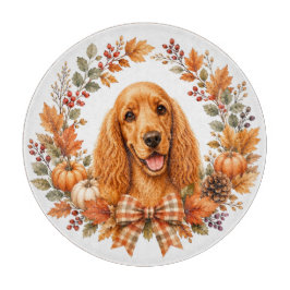 Cocker Spaniel Herbstkranz Schneidebrett