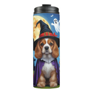 Cocker Spaniel Hogs Pumpkin Halloween Funny Thermosbecher