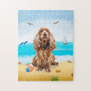 Cocker Spaniel Hund am Strand Puzzle