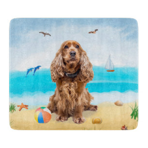 Cocker Spaniel Hund am Strand Schneidebrett