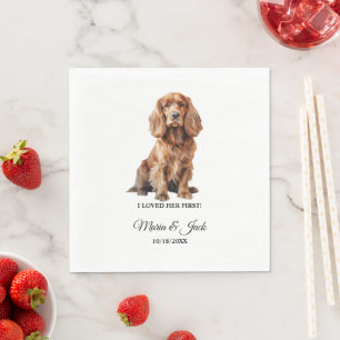 Cocker Spaniel Hund, den ich bei ihrer ersten Hoch Serviette