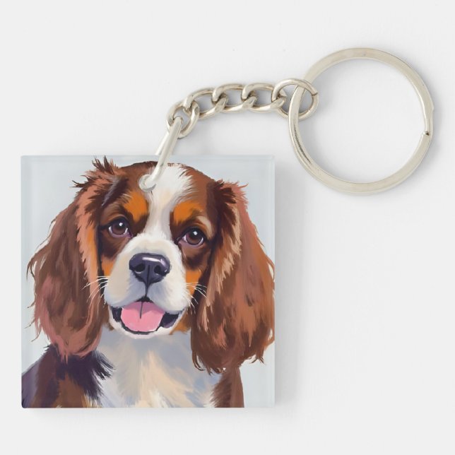 Cocker Spaniel Hund Gemälde Haustier Schlüsselanhänger (Rückseite)