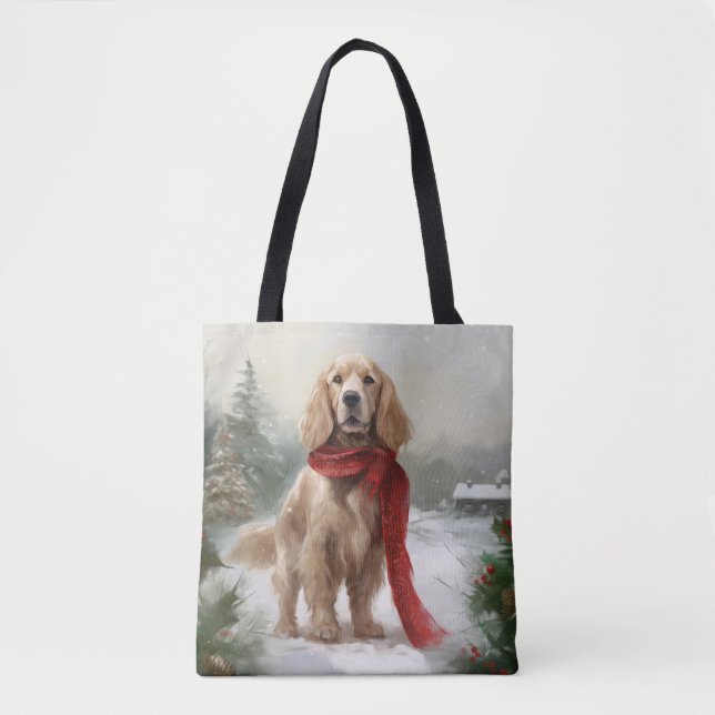 Cocker Spaniel Hund im Schnee Weihnachten (Vorderseite)
