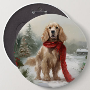 Cocker Spaniel Hund im Schnee Weihnachten Button