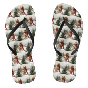 Cocker Spaniel Hund im Schnee Weihnachten Flip Flops