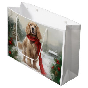 Cocker Spaniel Hund im Schnee Weihnachten Große Geschenktüte