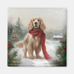 Cocker Spaniel Hund im Schnee Weihnachten Magnet