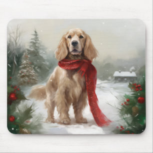 Cocker Spaniel Hund im Schnee Weihnachten Mousepad