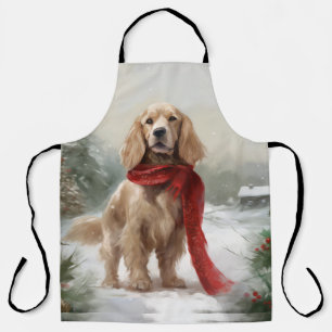 Cocker Spaniel Hund im Schnee Weihnachten Schürze