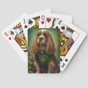 Cocker Spaniel Hund im St. Patrick's Day Kleid Spielkarten