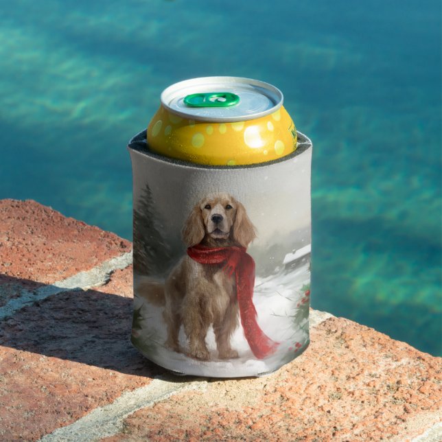 Cocker Spaniel Hund in Schneehocht Dosenkühler (In Situ Pool)