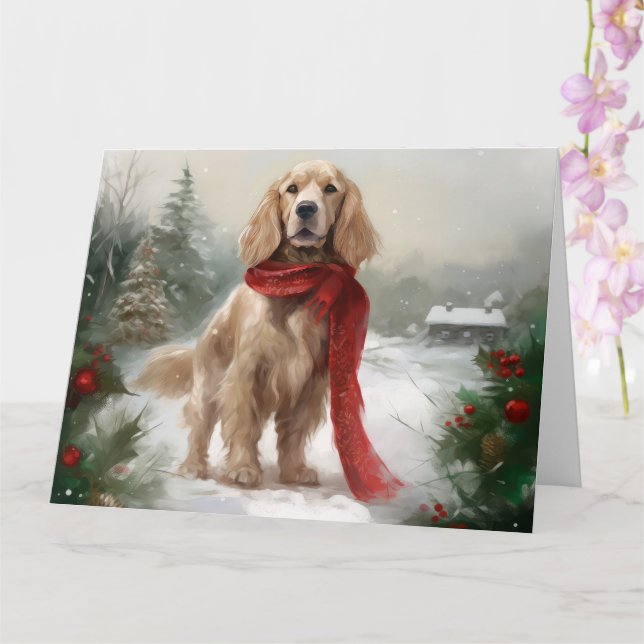 Cocker Spaniel Hund in Schneehocht Karte (Orchidee)