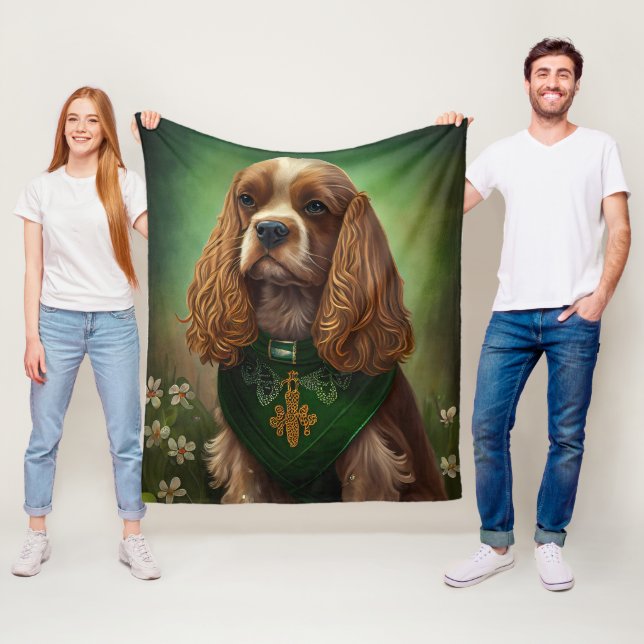 Cocker Spaniel Hund in St. Patrick's Day Dress Fleecedecke (Beispiel)