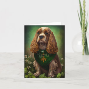 Cocker Spaniel Hund in St. Patrick's Day Dress Karte