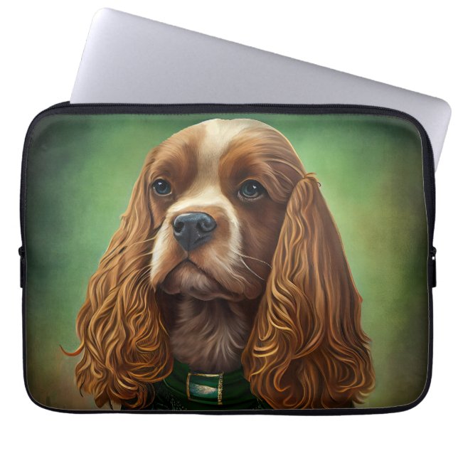 Cocker Spaniel Hund in St. Patrick's Day Dress Laptopschutzhülle (Vorderseite)