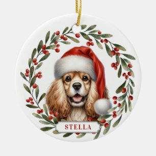 Cocker Spaniel Hund Keramik Kreis Ornament