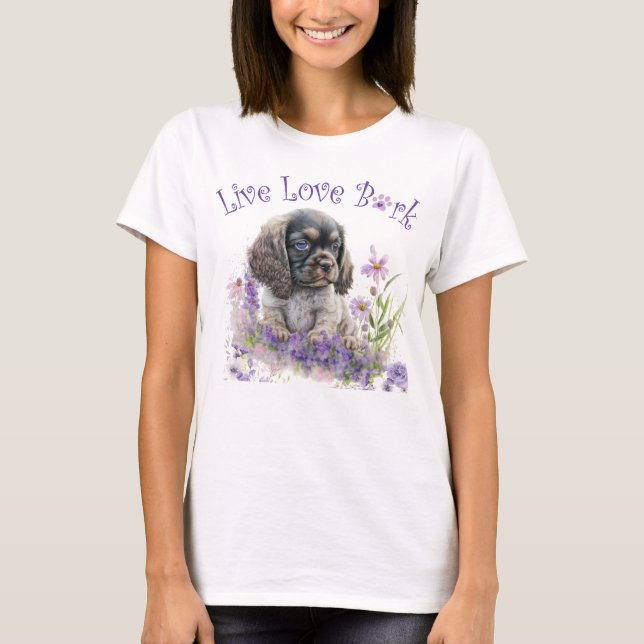Cocker Spaniel Hund Mama Floral T-Shirt (Vorderseite)