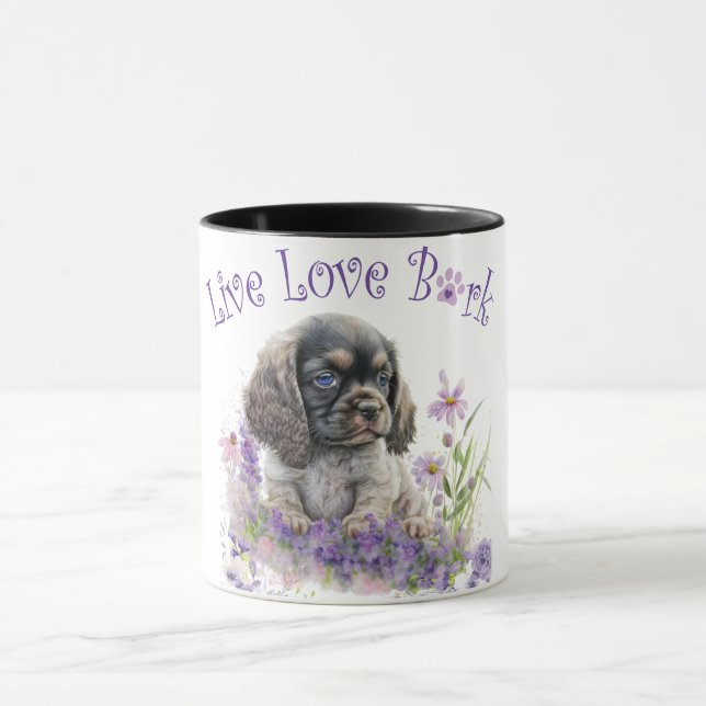 Cocker Spaniel Hund Mama Floral Tasse (Zentrum)