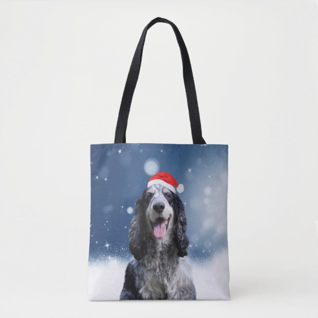 Cocker Spaniel Hund mit Weihnachts-Weihnachtsmannm (Vorderseite)