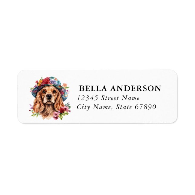 Cocker Spaniel Hund Rücksendeadressetiketten (Vorne)