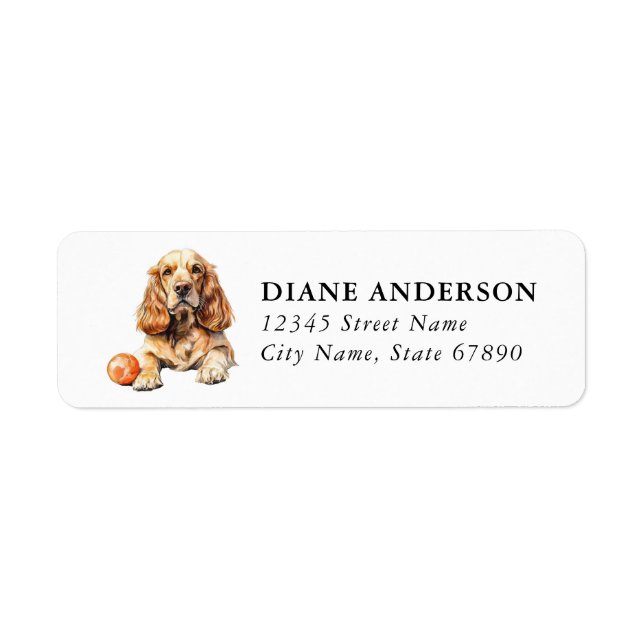 Cocker Spaniel Hund Rücksendeadressetiketten (Vorne)