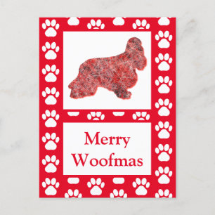 Cocker Spaniel Hund Silhouette Red Frohe Weihnacht Postkarte
