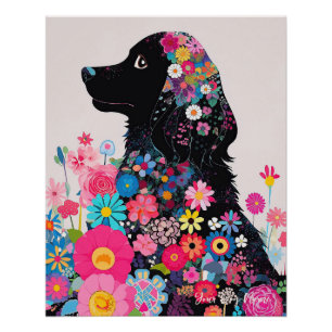 Cocker Spaniel Hund und Blume 004 - Schneider Juwe Poster