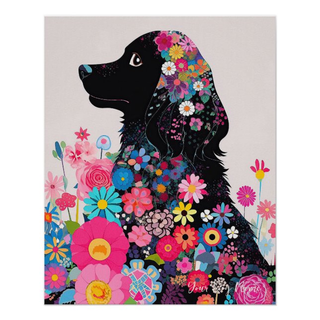 Cocker Spaniel Hund und Blume 004 - Schneider Juwe Poster (Vorderseite)
